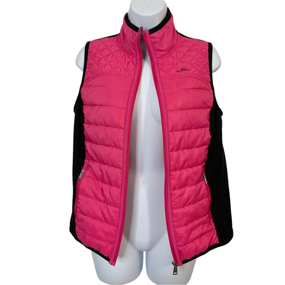 LAUREN Ralph Lauren Quilted Front Knit Back Sleeveless Puffer Vest Sz M - Picture 1 of 9